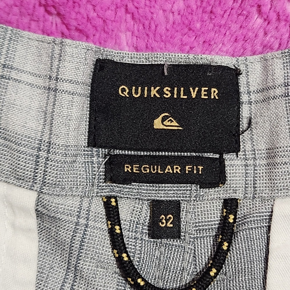 Quiksilver Board Shorts Men's 32 Plaid Gray Regular Fit Button Zip Closure - Picture 3 of 10
